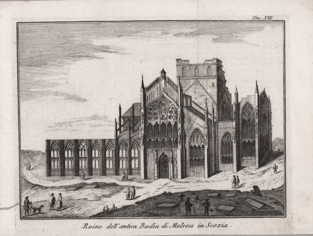 Ruine dell'antica Badia in Melross in Scozia