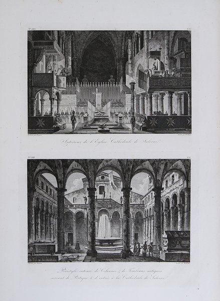 Interieur de l’Eglise Cathédrale de Salerne & Péristyle entouré de …