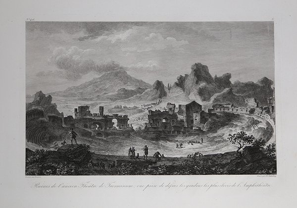 Ruines de l’ancien Theatre de Taorminum vue prise de dessous …