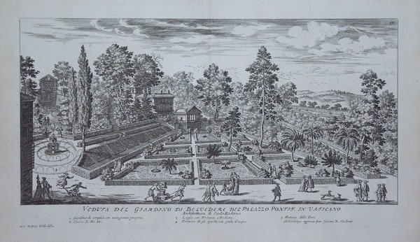 Veduta del giardino di Belvedere del Palazzo Pontif. In Vaticano