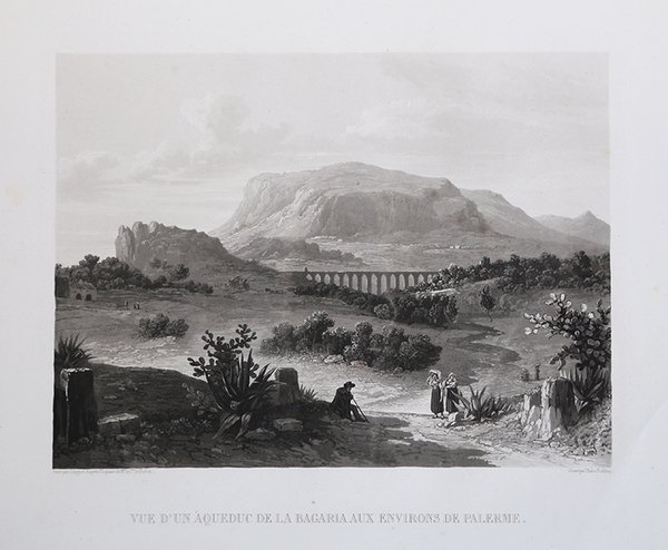 Vue d'un Acqueduc de la Bagaria aux environs de Palerme.