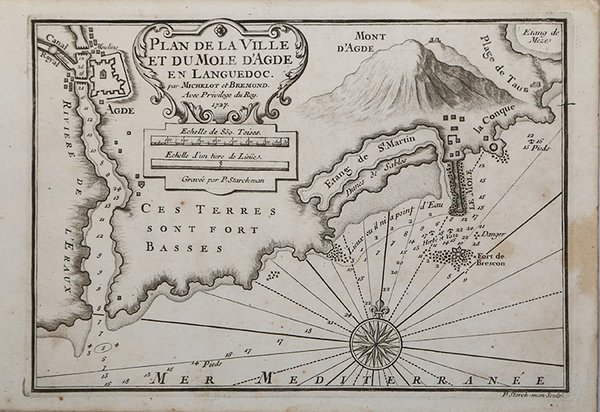 Plan de Ville et du Mole D'Agde en Languedoc