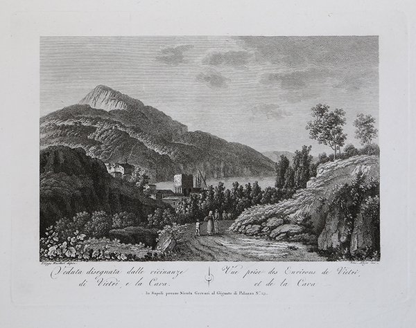 Veduta disegnata dalle vicinanze di Vietri, e la Cava