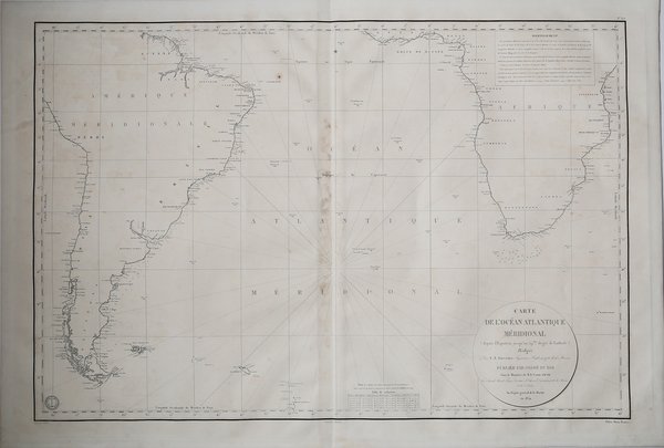 Carte de l'Océan Atlantique méridional (depuis l'équateur jusqu'au 59° degré …