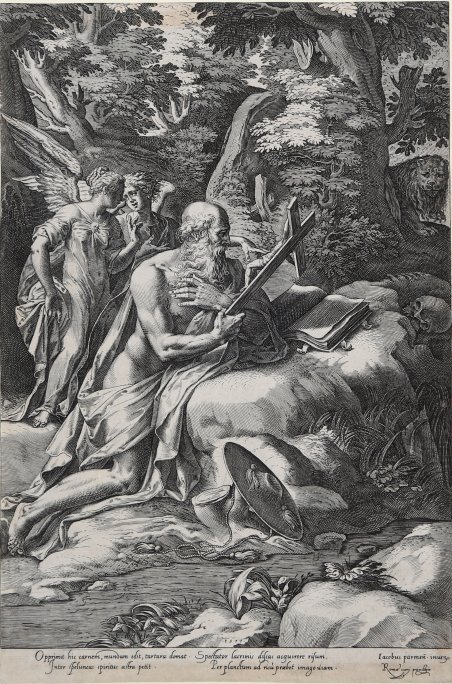 San Girolamo penitente nel deserto, con due angeli