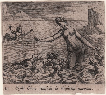 Scilla trasformata in un mostro marino