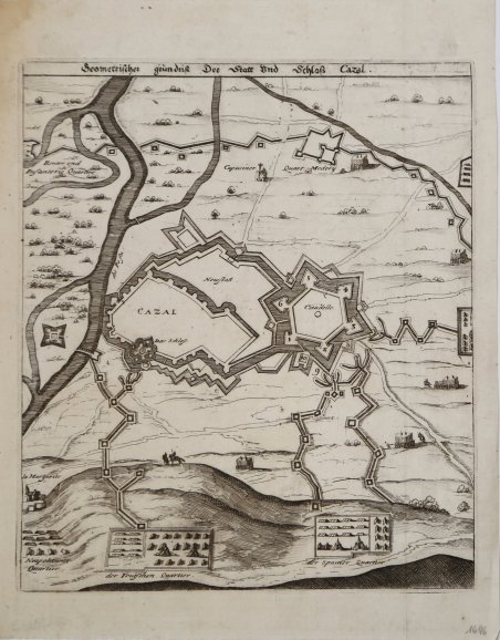 Scomethrischer grundriss Der Statt Und Schloss Cazal.