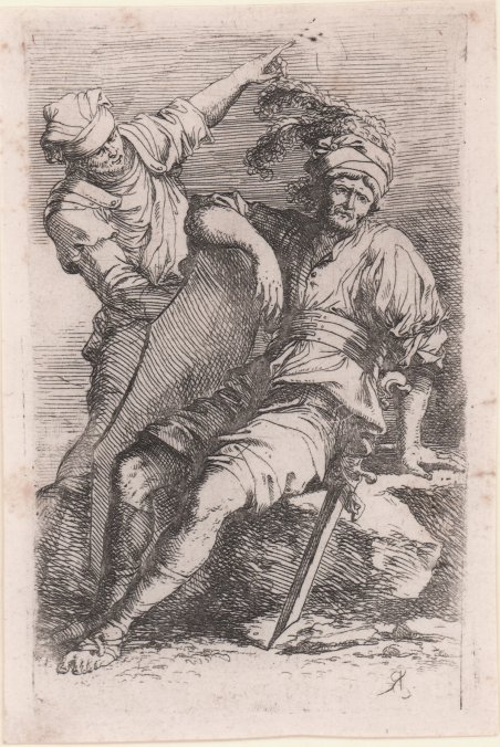 Soldato in riposo ed uomo in piedi