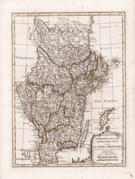 Supplemento alla Carta Generale della Svezia ossia La Svezia Meridionale …
