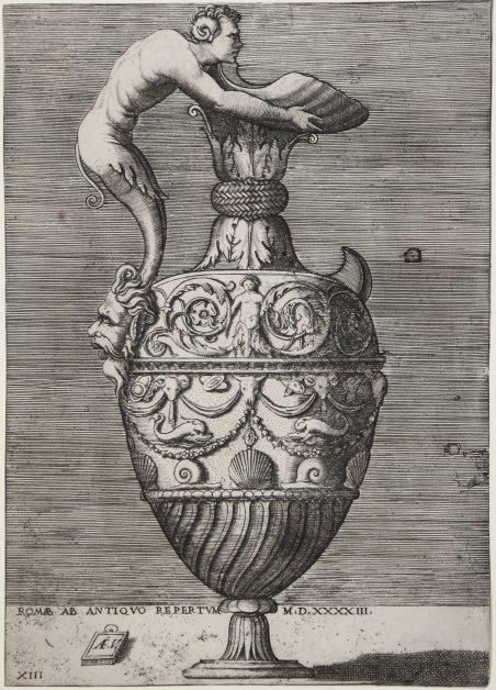 Vaso con manico a forma di satiro