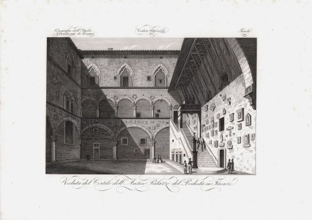 Veduta del Cortile dell'Antico Palazzo del Podestà in Firenze