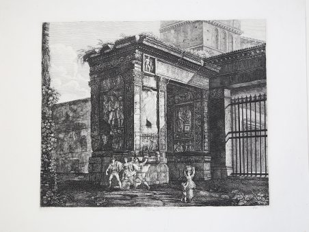 Veduta dell'Arco di Settimio Severo nel Foro Boario erettogli dagl'Orefici