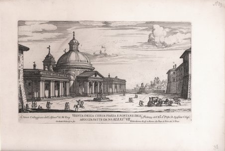 Veduta della Chiesa piazza e fontane dell'Ariccia fatte da N.S. …