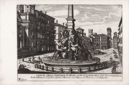 Veduta della Fontana in mezzo a Piazza Navona sotto la …