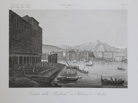 Veduta della Pescheria di Palermo in Sicilia