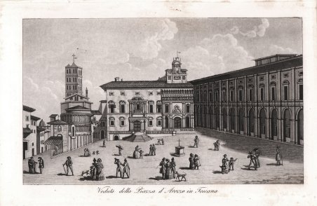 Veduta della Piazza d'Arezzo in Toscana