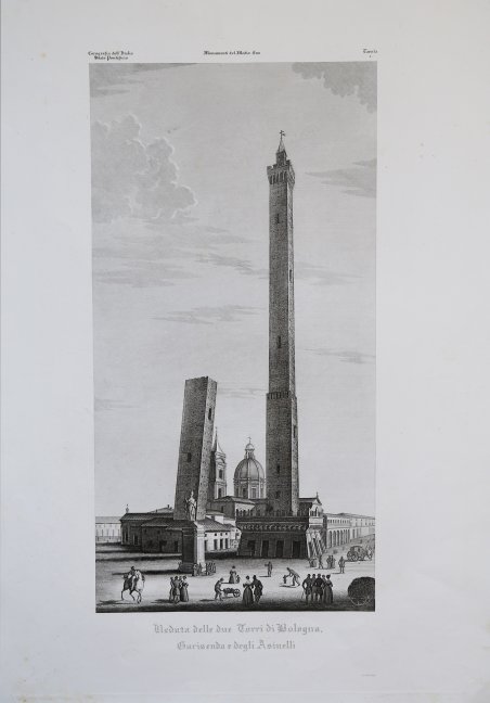 Veduta delle due Torri di Bologna, Garisenda e degli Asinelli