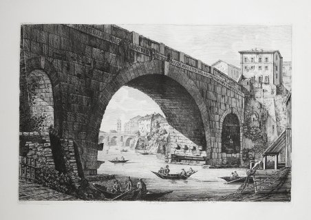 Veduta di Ponte Cestio dal volgo detto Ponte Ferrato