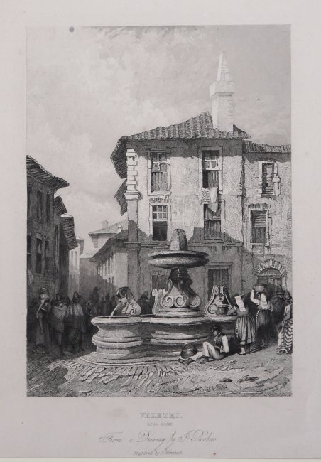 Veletri near Rome froma a drawing by P. Roobins