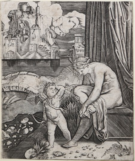 Venere che si asciuga il piede dopo il bagno