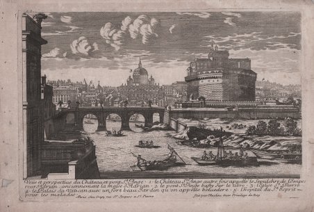Veüe et perspective du Château et pont St. Ange