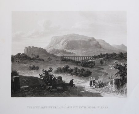 Vue d'un Acqueduc de la Bagaria aux environs de Palerme.