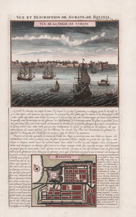 Vue et description de Surate et de Batavia