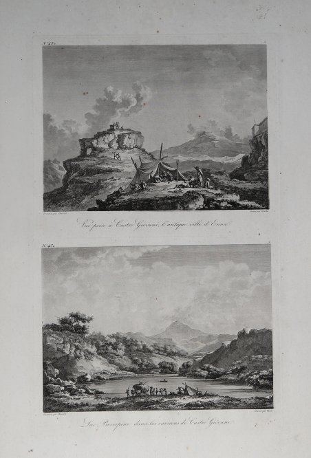 Vue prise a Castro Giovanni, l'antique ville d'Etna/ Lac Proserpine …