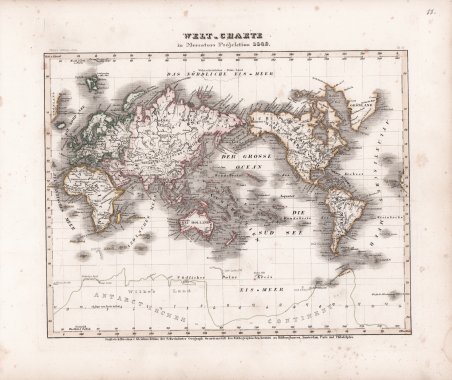 Welt Charte in Mercator Projection 1849