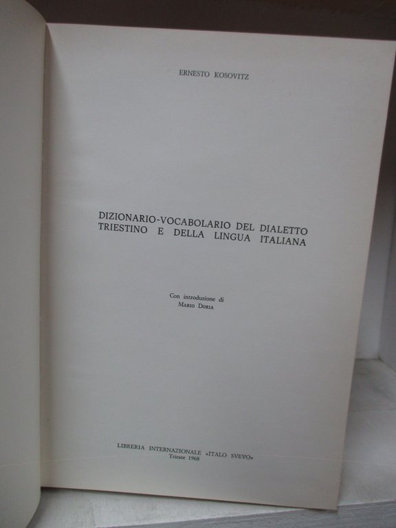 Dizionario – vocabolario del dialetto triestino e della lingua italiana.