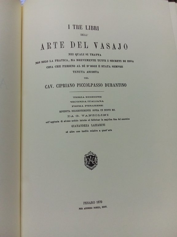 I tre libri dell'arte del vasaio. Riveduti da G. Vanzolini. … | Immagine Gallery 2