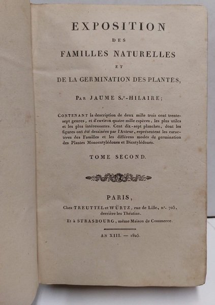 Exposition des Familles Naturelles et de la Germination des Plantes