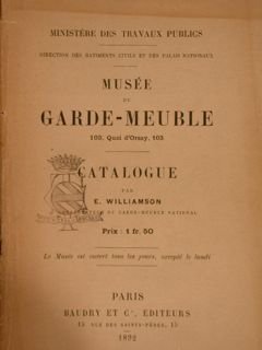 MUSÉE DU GARDE-MEUBLE, CATALOGUE.