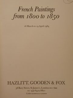 HAZLITT GALLERY. FRENCH PAINTINGS FROM 1800 TO 1850. 16 March …