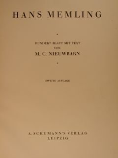 HANS MEMLING. Leipzig, Schumann’s Verlag, s.d. (primo '900).