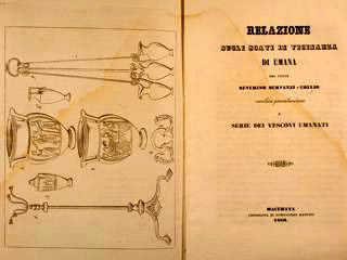 RELAZIONE SUGLI SCAVI IN VICINANZA DI UMANA. Macerata, 1860.