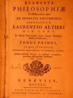 ELEMENTA PHILOSOPHIAE In Adolescentium usum. Venetiis 1790, Apud Thomam Bettinelli.