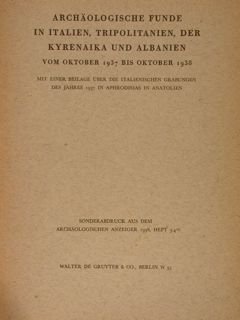 Sonderabdruck aus dem Archäologischen Anzeiger 1938, Heft 3/4. ARCHÄOLOGISCHE FUNDE …
