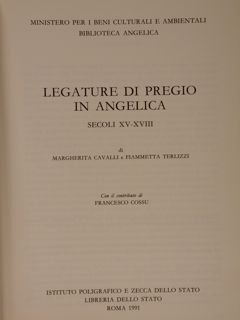 LEGATURE DI PREGIO IN ANGELICA Secoli XV-XVIII.