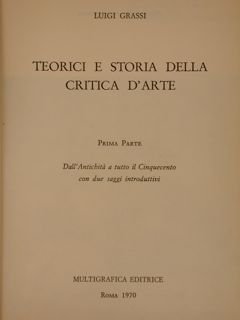 TEORICI E STORIA DELLA CRITICA D'ARTE. Parte Prima: Dall’Antichità a …