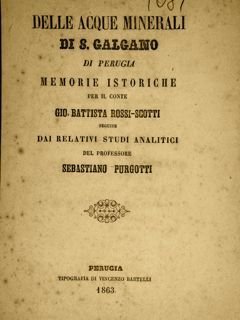 DELLE ACQUE MINERALI DI S. GALGANO DI PERUGIA per il …