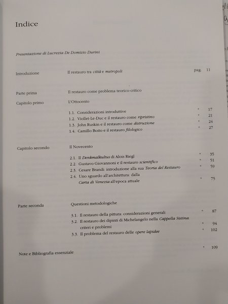 CRITICA E RESTAURO dal secondo Ottocento ai nostri giorni.