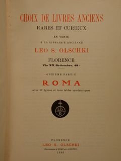 CHOIX DE LIVRES ANCIENS rares et curieux. Onzième partie. Roma …