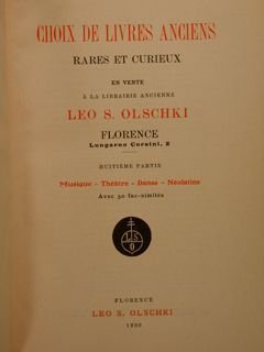 CHOIX DE LIVRES ANCIENS rares et curieux. Huitième partie. Musique …