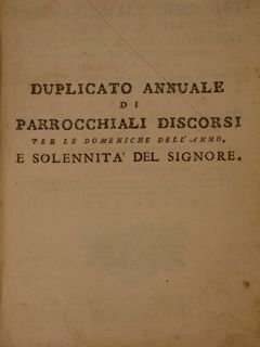 Duplicato annuale di Parrocchiali Discorsi per le domeniche dell’Anno e …