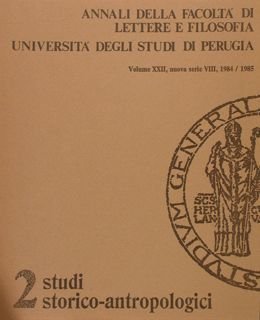 ANNALI DELLA FACOLTA' DI LETTERE E FILOSOFIA. 2 studi storico-antropologici. …