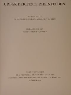 URBAR DER FESTE RHEINFELDEN. Handschrift im Haus-, Hof-und Sttatsarchiv in …