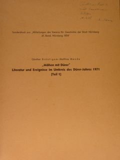 'MAEHEN MIT DUERER'. Literatur und Ereignisse im Umkreis des Duerer-Jahres …