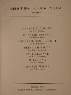 Bibliothek der Jungen Kunst. Band 4. V. VAN GOGH von …