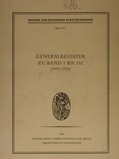 Studien zur deutschen kunstgeschichte. Band 311. GENERALREGISTER ZU BAND 1 … | Immagine principale